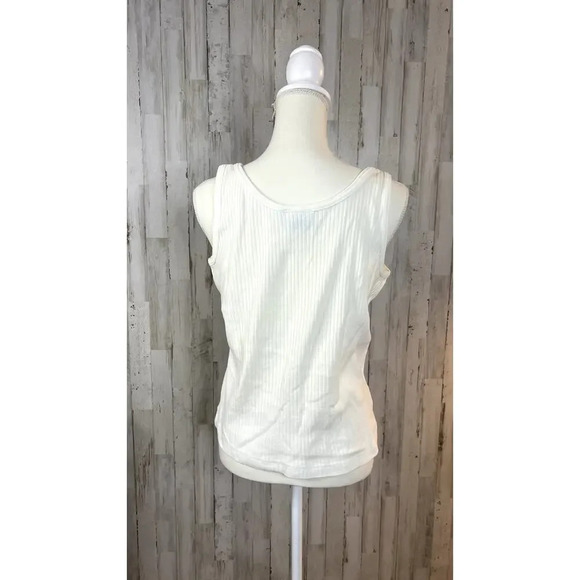 Hunters Run Women's Large White Scoop Neck Ribbed Tank Top Sleeveless Casual‎ - Picture 5 of 6
